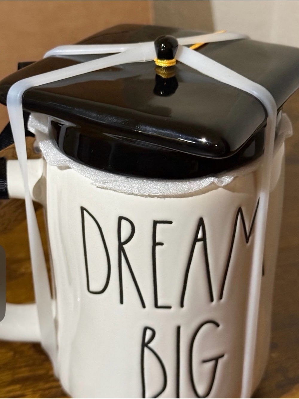 Rae Dunn Snoopy Dream Big Ceramic Mug with Black Lid - Picture 4 of 7
